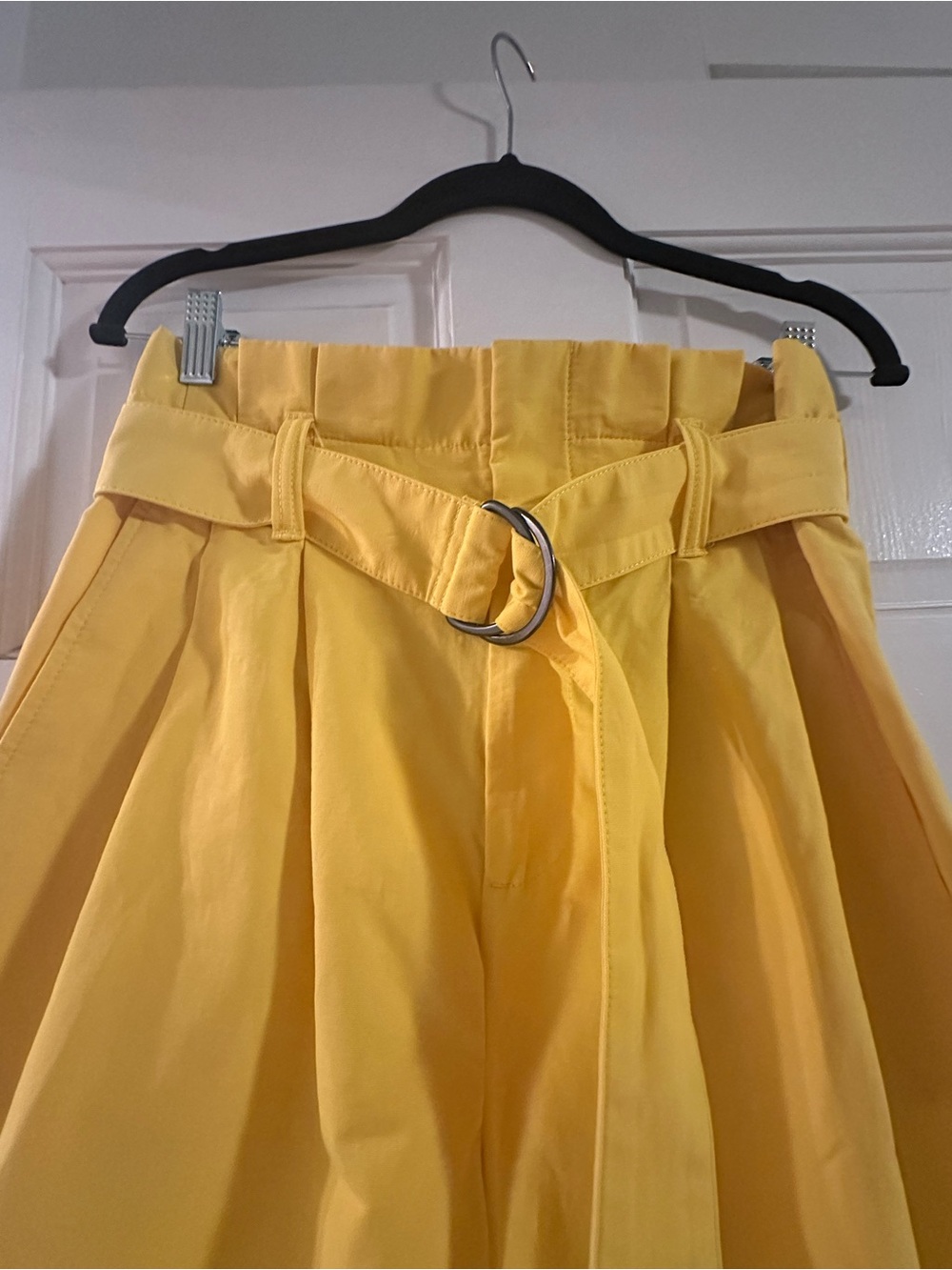 Banana Republic Yellow High-Waist Paper Bag Wide-Leg Belted Cuffed Pants Size 6P - Picture 6 of 11